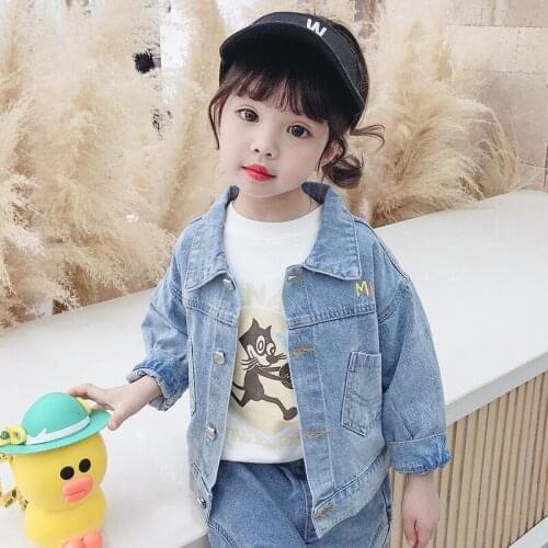 Girls' Denim Jacket Korean Childrens Letter Top Baby Spring and Autumn Jacket Toddler Girl Winter Clothes