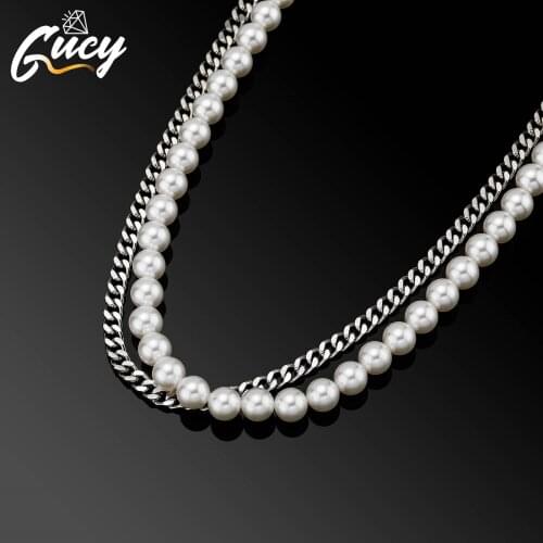 GUCY Fashion Elegant White Imitation Pearl Choker Necklace Big Round Pearl Wedding Necklace For Women Charm Jewelry