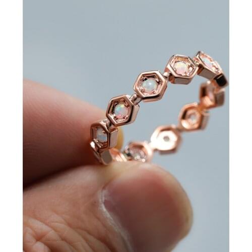 Dainty Small Round Stone Engagement Ring Cute Female White Fire Opal Ring Vintage Rose Gold Silver Color Wedding Rings For Women