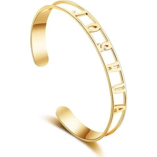 Exquisite Mens Customized Stainless Steel Jewelry Womens Gold Popular Open Bracelet Personalized Letter Bracelet Jewelry