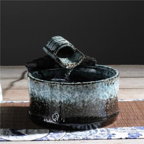 Ceramics Indoor Water Fountains Retro Decorative Crafts Feng Shui Well Desktop Water Fountain For Home Office Teahouse Figurines