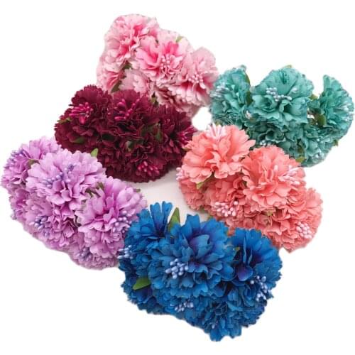Marigold 6pcs/bunch 4cm mini daisy flower bouquet artificial flower wedding decoration diy craft home decoration accessories
