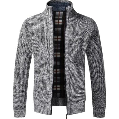 AIOPESON Fad Autumn Winter New Mens Jacket Slim Fit Stand Collar Zipper Jacket Men Solid Cotton Thick Warm Jacket Men