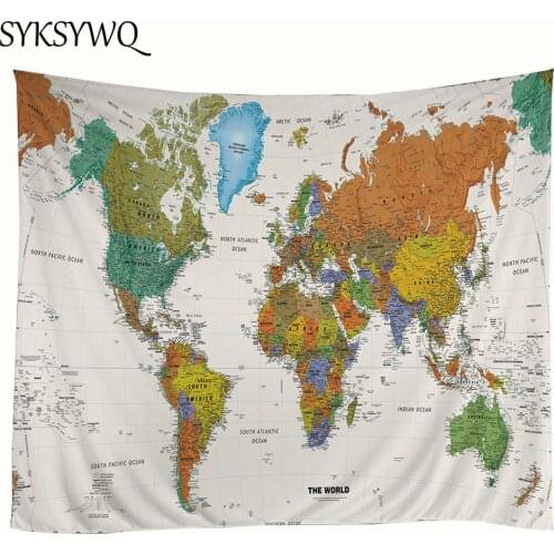 World map tapestry wall fabric mexican decor wand doek drop shipping bohemian map hanging wall tapestry