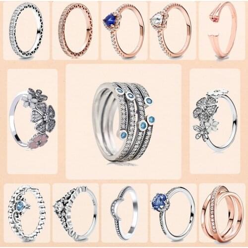 New 925 Silver Plate Ring Fashion Crown Love Moon Lady Wedding Ring Gift Engagement Ring