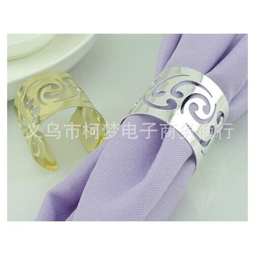 New Arrive Elegant Hollow Napkin Rings silver Pierced lace Metal Ring wedding napkin holder Wedding table decoration Supplies