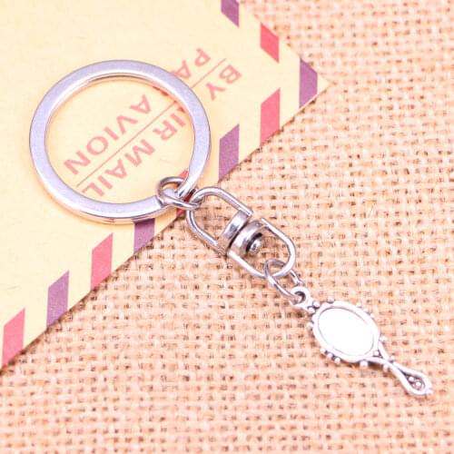 New Fashion Keychain 27x10mm devil mirror Pendants DIY Men Jewelry Car Key Chain Ring Holder Souvenir For Gift