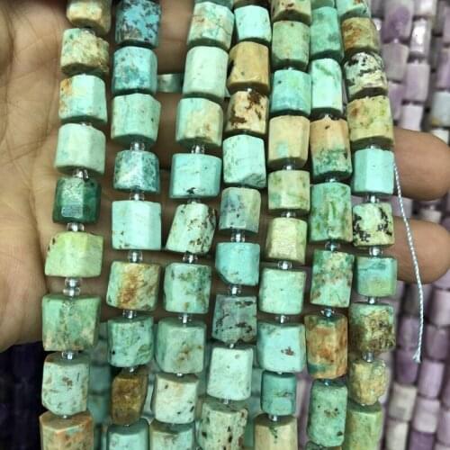 Wholesale 2strings Natural African Turquois e Stone Loose beads,Faceted Nugget Tube beads for jewelry 15.5"/string