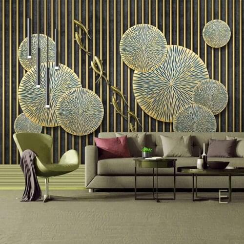Custom Photo Wallpaper Papel De Parede 3D Stereoscopic Lotus Leaf Fish Mural Chinese Style Bedroom Living Room Art Wall Paper