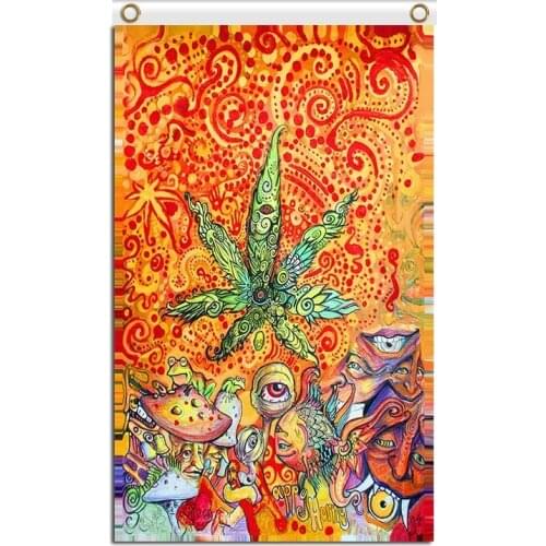 Rasta reggae trippy grafiti huge bar hanging fabric flags 3x5ft