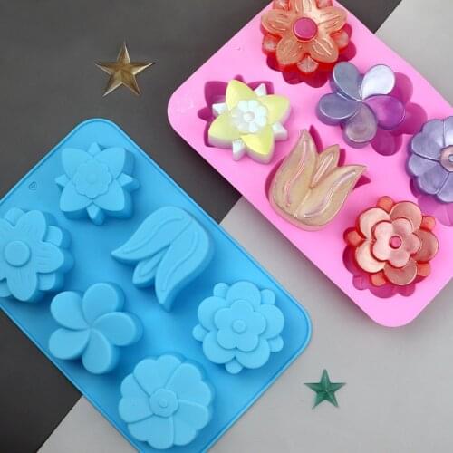 Different Flower Type Silicone Cake Mold Baking Cake Decorating Tools DIY Handmade Soap Molds Tulip Chocolate Mould