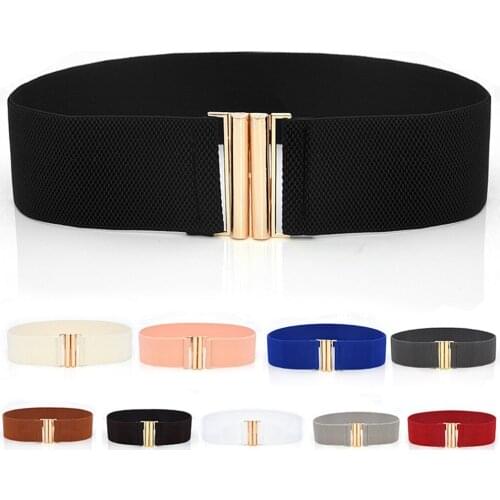 Womens Faux Leather Belt Gifts Fashion Lady Wide Belts Women Wide Elastic Belt Buckle Waist Dress Stretch Fashion Casual Belt