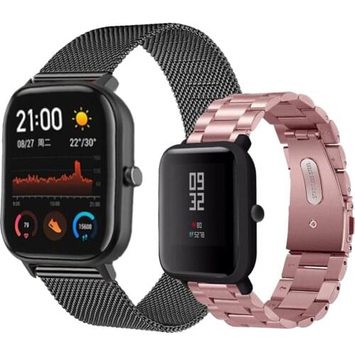 Stainless Steel Strap For Xiaomi Huami Amazfit Bip S U Lite GTS 2 Mini GTR 47mm 42mm Bracelet Band 20mm 22mm Watchband For GTR 2