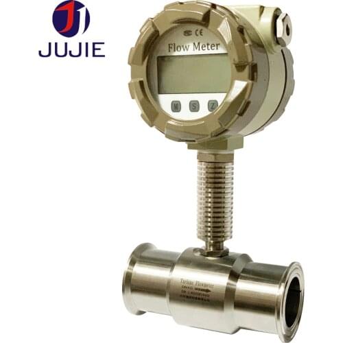 Sanitary turbine flow meter clamp connection ceramic bearing acid and alkali resistance high temperature DN15 DN32 4-20mA 24VDC