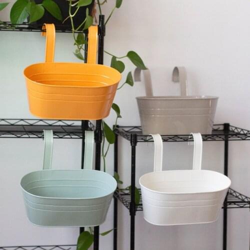Removable Double Hook detachable oval Hanging Flower Pot With Small And Beautiful Oval Bucket Tin Succulent pots