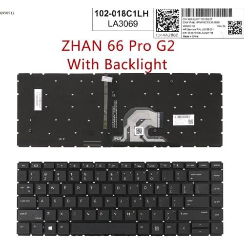 US QWERTY New Keyboard for HP ZHAN 66 Pro G2 Laptop with Backlit NO Frame HPM 18C23US-920 L38139-001 HPM18C13USJ920 L38138-001