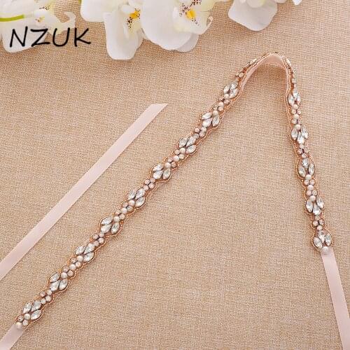 Diamond Wedding Belts Rose Gold Crystal Bridal Belt Rhinestones Flower Bridal Sash For Wedding Accessories Belt Y132RG