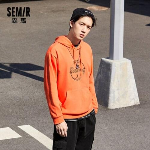 SEMIR Sweatshirt Men Hooded Embroidery New Year Outwear 2021 Spring New Hedging Boy Hoodies Ins Hong Kong Style
