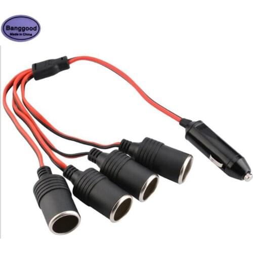 High Power 4 Way 180W Universal 12V 24V Car Cigarette Lighter Charger Plug Socket Connector Splitter Cable Adapter with Fuse