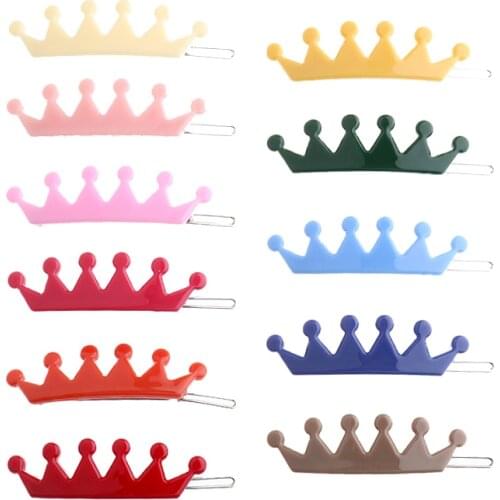 Mi Dairy Brand 5mm high quality acrylie solid color frog clips new candy color crown hairpin headwear