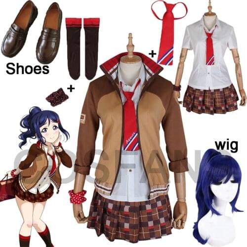 Love Live Sunshine Aqours Matsuura kanan Chocolate Valentines Day School Uniform Coat Shirt Dress Outfit Cosplay Costumes Wigs
