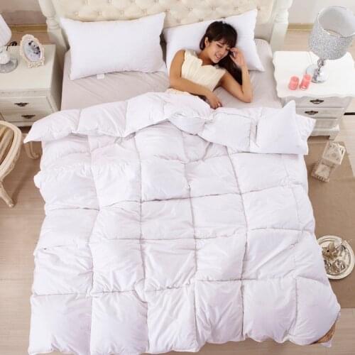 Hot White Goose Down Comforter Winter Quilts High Quality 100%cotton Fabric Warm Duvet for Full Queen King Size Bed white pink