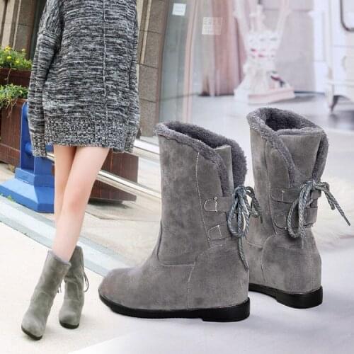Winter Snow Boots Russia Warm Fur Size 34-43 Women Boots Increased internal Thick High Quality Shoes Woman Middle Boot 508