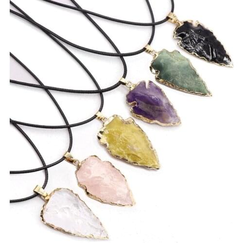 1PC Natural Stone Quartz Rock Choler Crystal Pointed Reiki Chakra Pendant Pendulum Necklace for Unisex Jewelry Accessories