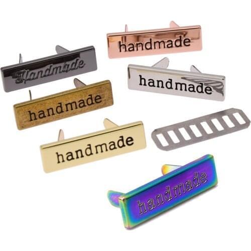 10Pcs Alloy Labels Rectangle Metal Handmade Garment Labels Tags For Jeans Shoes Bags Tags DIY Craft Decoration Accessories