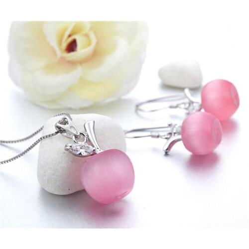 100% Real 925 Sterling Silver Jewelry With Opal Stone Silver Jewelry Sets