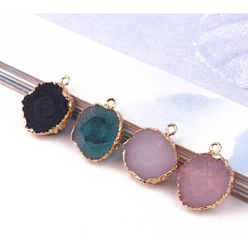 2pcs Irregular Round Gold Earring Resin Charms DIY Pendant Findings Fake Druzy Vintage Bedels Handmade Jewelry Accessories F736