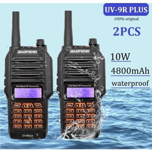 2PCS Waterproof Walkie Talkie 10W BAOFENG UV-9R PLUS Two Way Radio Station VHF UHF uv9r Portable CB Ham Radio Transceiver