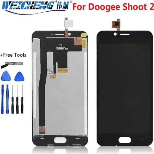5.0''For Doogee Shoot 2 LCD Display+Touch Screen Digitizer Assembly for Doogee Shoot2 phone With Tools+Adhesive