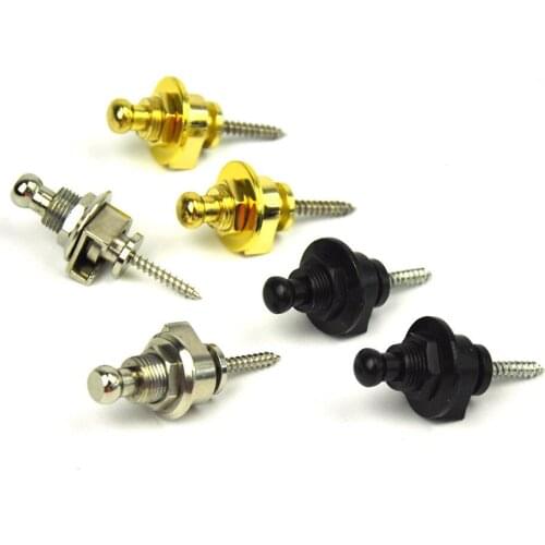 6pcs/lot Metal Anti-slip Guitar Strap Locks Knobs Round Head Gold Silver Black