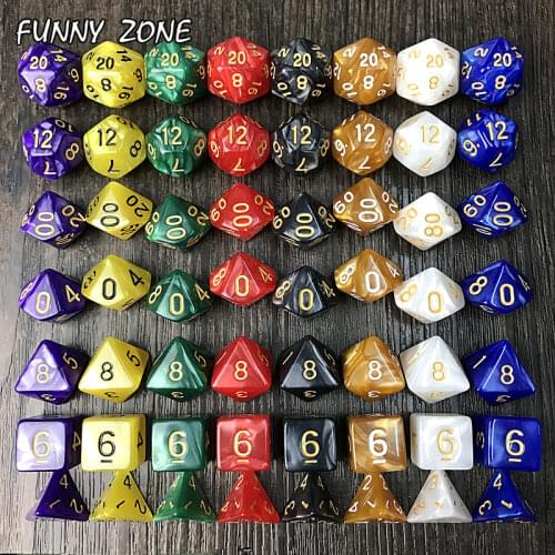 7pc/bag Multi-Sided Dice with marble effect d4 d6 d8 d10 d12 d20 Playing Games Set for Home entertainment Board Game