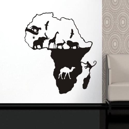 Africa Animals Zebra Map Sticker Decal Posters Coffee Shop Vinyl Wall Car Decals Pegatina Decal Decor Mural Map Sticker