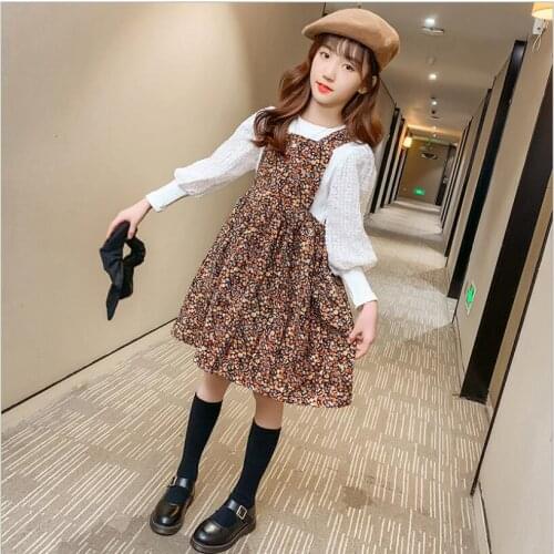 Free Shipping Clothes Girls 2021 New Kids Spring Set Fashion Topa And Dress Children Clothes Cute Teen Girls Clothing 2 Pcs Sets