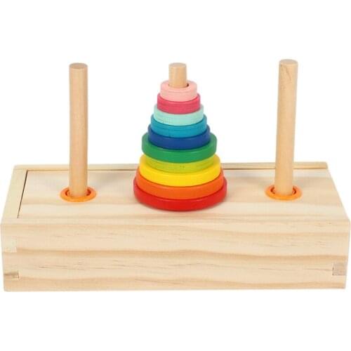 Wooden Toys Rainbow Stacking Ring Tower Stapeling Blocks Kids Toys Game