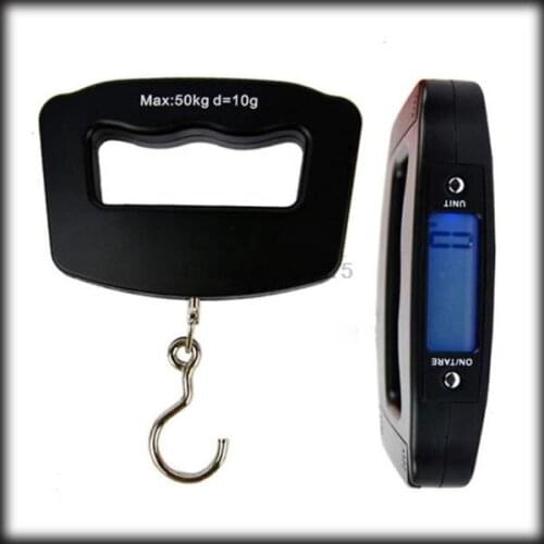 By dhl or ems 50pcs Pocket 50kg/10g LCD Digital Fishing Hanging Electronic Scale Hook Weight Luggage