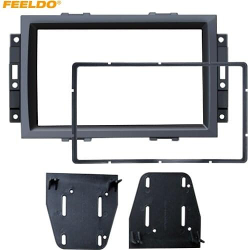 FEELDO 2DIN Car CD/DVD Stereo Radio Fascia Plate Panel Frame for JEEP Rubicon Compass Panel Dashboard Trim Mount Kit #HQ4943