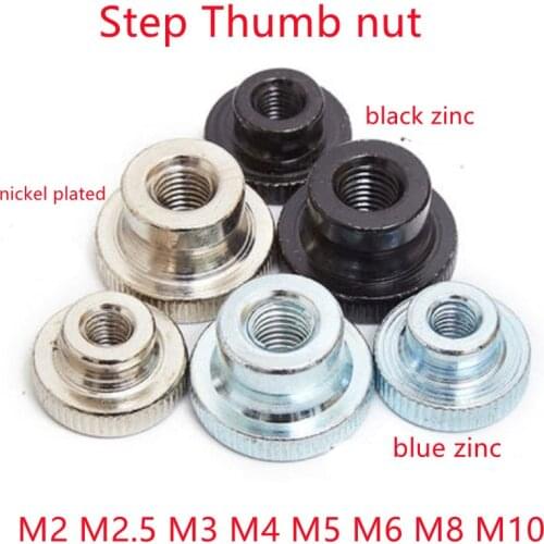 2-10pcs M3 M4 M5 M6 M8 M10 GB806 black/ nickel/ zinc plated Knurled step Thumb Nut Iinstrument Hand Tighten Nut