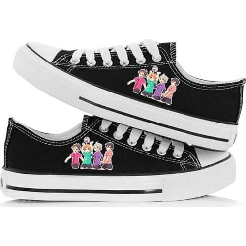 Unisex Anime JK Cartoon Print Haikyuu!! Preppy Casual Canvas Shoes Haikyuu Hinata Shoyo Flats plimsolls duck shoes Sneakers