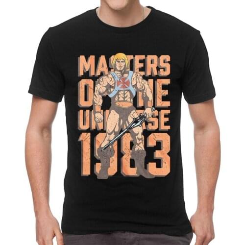 He-Man 1983 Masters Of The Universe Tshirt Men Harajuku Tees Top 100% Cotton T Shirt Short Sleeve Eternia T-shirt Gift Merch