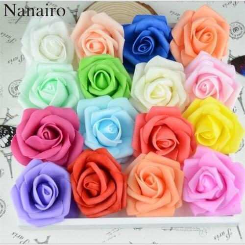 10pcs/lot Handmade Artificial PE Foam Roses Flower Head For Wedding Home Car Decoration DIY Wreath Kiss Ball Fake Flowers