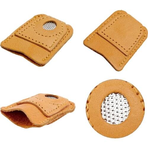 2Pcs Leather Sewing Thimble Finger Protector Coin Thimble for Knitting Quilting Pin Needles Craft Accessories DIY Sewing Tools