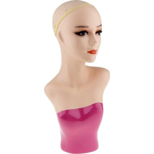 Beauty Female Mannequin Manikin Head with Bust Hair Wigs Jewelry Glasses Scarf Display Headband Stand Model
