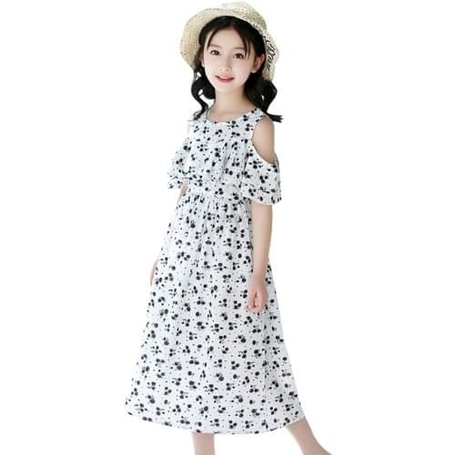 Summer Dresses For Girls Floral Pattern Girls Dress Off Shoulder Child Dress Bohemia Childrens Costumes For Girls 6 8 10 12 14