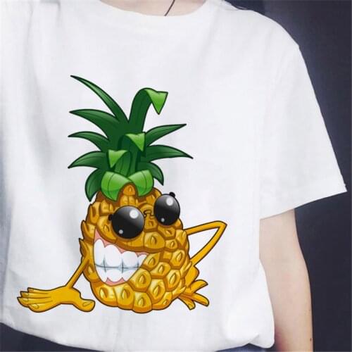 Summer ladies simple Funny T-shirt pineapple cartoon fruit Print Women plus size round neck casual female Tshirt