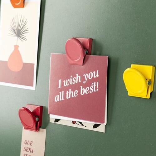 1piece Metal Candy Color Magnetic Memo Clip Multifunction Refrigerator Memo Paper Clip School Papeleria Office Supplies