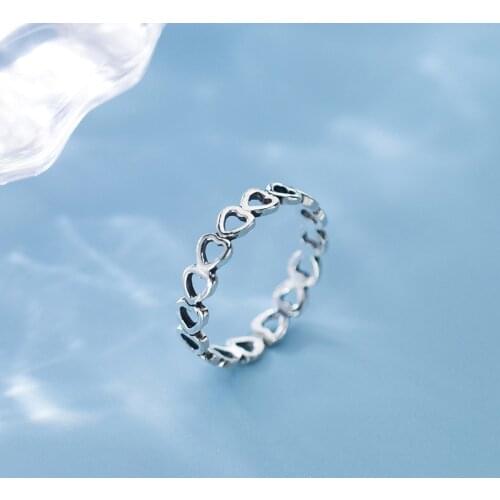 Modian Genuien 925 Sterling Silve Simple Hollow Out Stackable Hearts Ring for Women Minimalism Ring Fine Jewelry 2020 Popular